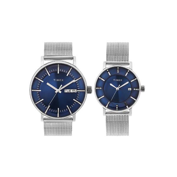 TIMEX Blue Round Dial Analog Pair's Watch  (TW00PR323)